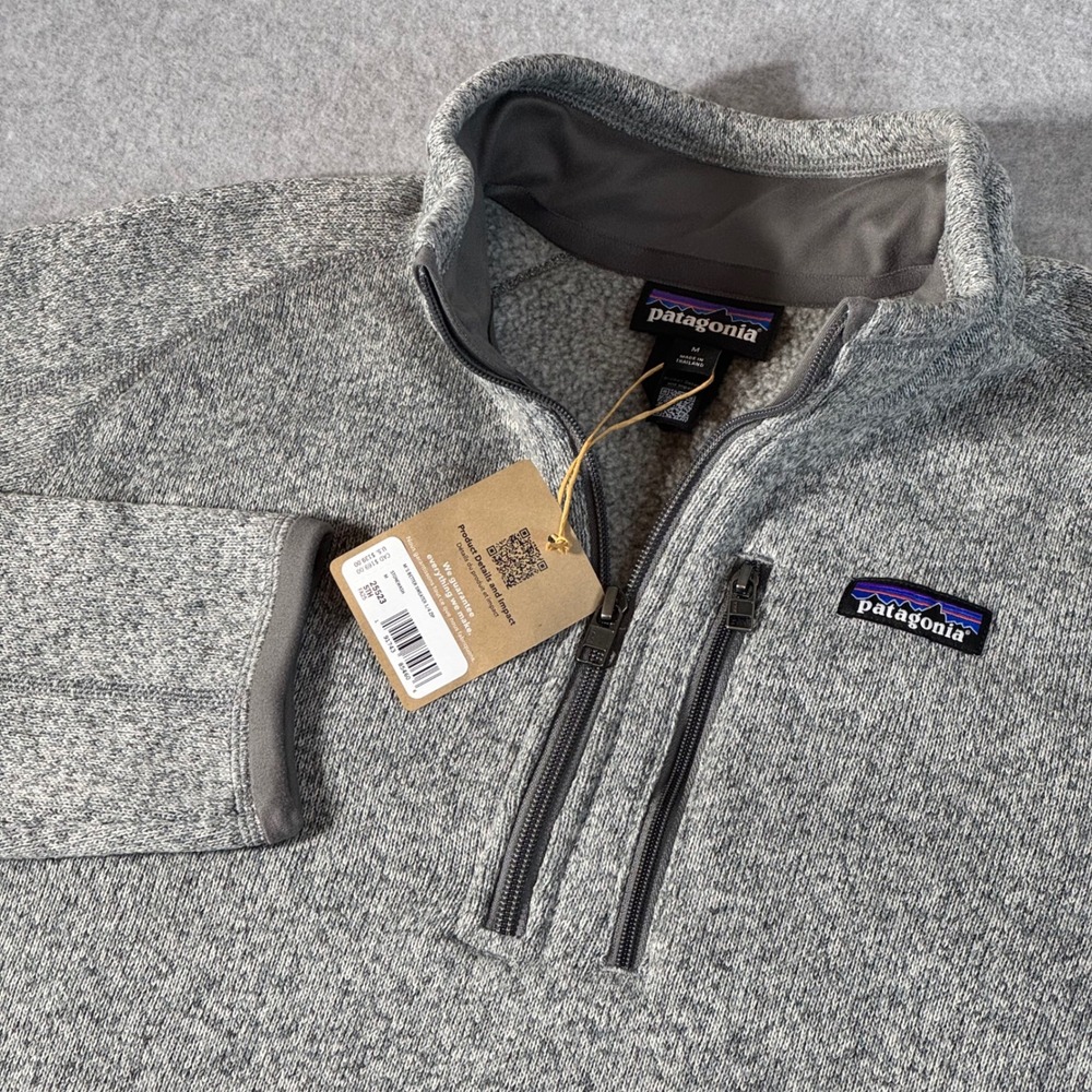 NWT Patagonia Mens Medium Better Sweater 1/4 Zip Pullover Stonewash Grey 25523